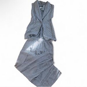 Gray Patterned Vest and Pants Set